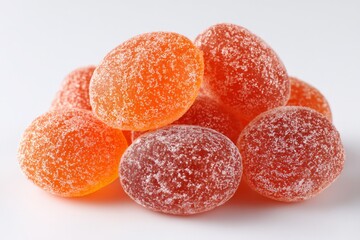 Poster - Sweet candy assortment with orange and red gummy treats coated in sugar