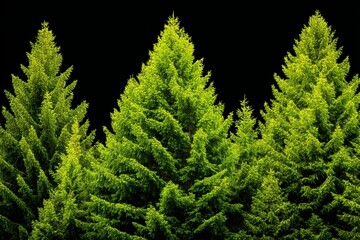 Poster - Lush green trees towering against a dark background showcasing vibrant nature