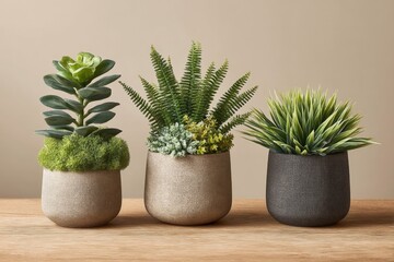 Aufkleber - Beautiful arrangement of potted plants adds freshness and life to a modern interior space
