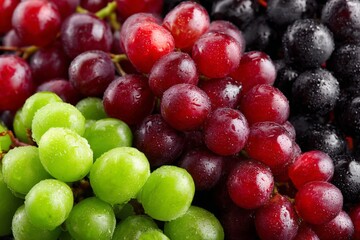 Poster - Freshly harvested grapes in various colors including green, red, and black ready to be enjoyed or used in cooking