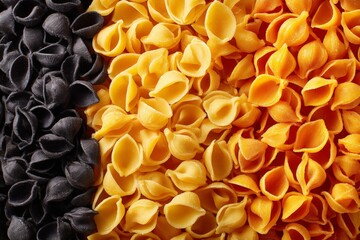 Aufkleber - Colorful assortment of pasta varieties presented in a vibrant display for culinary inspiration