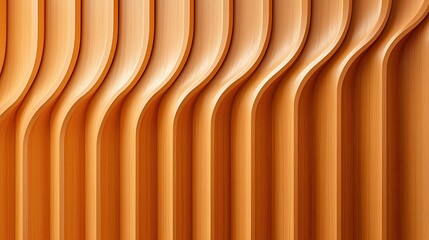 Poster - Vertical light brown wooden slats create a wavy pattern