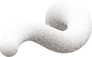 Poster - Gradient stipple shape. 3D wavy line. Noisy fluid graphic design. Swirl grainy dotted spiral. Sandy twisted textured trendy gritty illustration