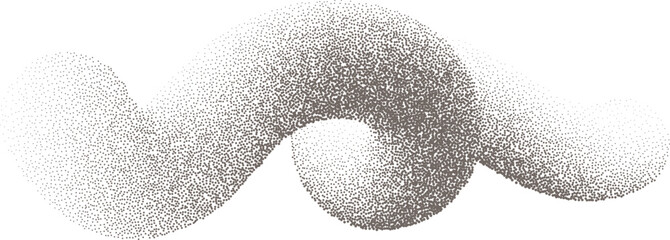 Poster - Abstract 3D gradient shape. Wavy line with noisy fluid texture. Fluid swirl grainy graphic with sandy effect. Stipple spiral swoosh and grunge trendy splash.