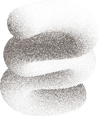 Poster - Abstract line shape. 3D wavy element with noisy fluid effect. Grainy spiral with gradient stipple sand texture. Trendy twisted dynamic grunge object.
