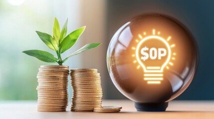Aufkleber - Growing money with an idea inside a light bulb