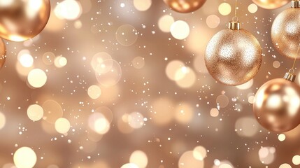 Poster - Golden christmas ornaments float against a bokeh and glitter backdrop