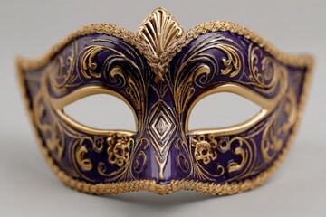 Poster - Elegant purple mask with intricate golden designs for a masquerade event