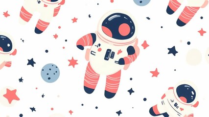 Aufkleber - Space-themed illustration with astronauts surrounded by stars, suitable for use in space-related projects or educational materials