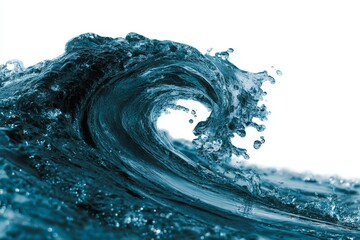 Aufkleber - Dynamic ocean wave crashing with splashes captured in turquoise hues during daylight