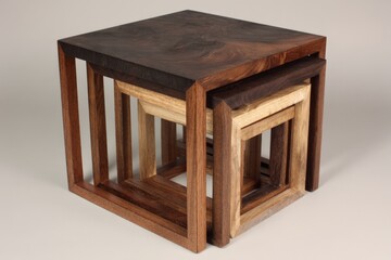 Poster - Nested wooden tables crafted with elegance and simplicity for modern living spaces