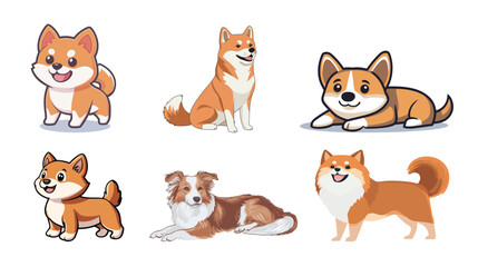  Cute cartoon vector illustration of a happy dog on a white background, featuring playful expression, simplified shapes, and bright colors, ideal for children’s books, pet-related designs, logos, icons