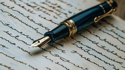 Poster - A fountain pen resting on a blank sheet of paper, ready for writing