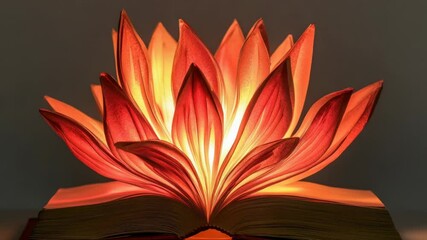 Poster - A beautiful open book with a lit up flower on top, great for education and inspiration
