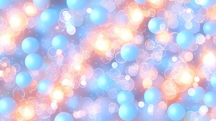 Aufkleber - Abstract image featuring floating spheres and bokeh lights in soft colors