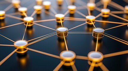 Poster - Abstract depiction of a digital network with interconnected nodes