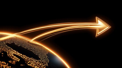 Poster - Golden arrows emerge from a glowing earth illustration