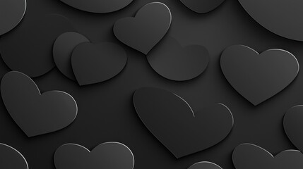 Poster - Black heart shapes creating a dark and textured background