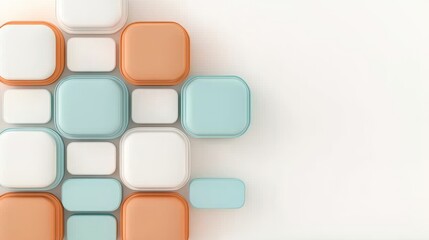 Aufkleber - Colorful rounded squares of varying sizes on an off white background