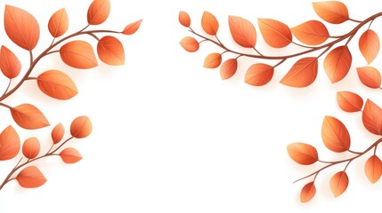 Aufkleber - Autumn leaves in warm shades adorn corners against a white background