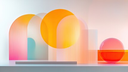 Aufkleber - Abstract arrangement showcasing translucent colorful shapes and modern design