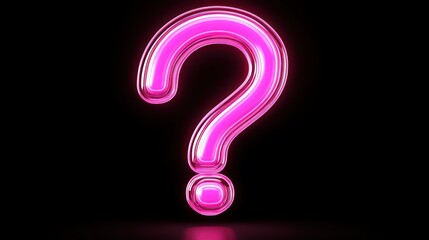 Poster - Glowing pink question mark symbol isolated on black background
