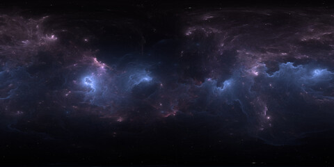 Wall Mural - 360 degree space nebula. giant interstellar cloud with stars, equirectangular projection, environmen