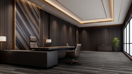 Poster - Modern office interior showcasing sleek design with elegant furniture and natural light