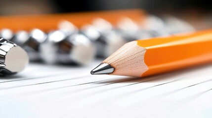 Poster - Close up of a pencil on lined white paper
