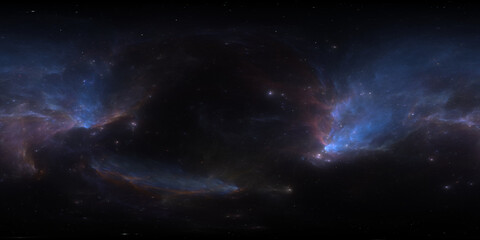Wall Mural - 360 degree space nebula. giant interstellar cloud with stars, equirectangular projection, environmen