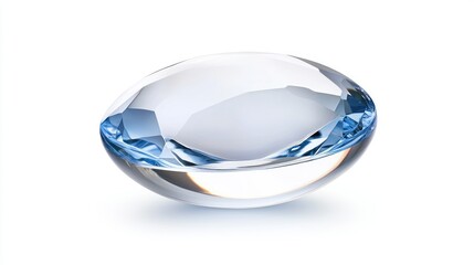 Aufkleber - Faceted clear crystal glass object on a white background