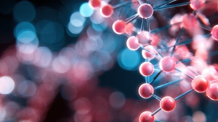 Poster - Abstract representation of DNA structure with vibrant colors and blurred background effects