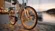 © yuce - Lit bicycle wheels sparkle near waterfront