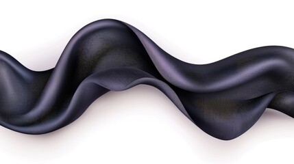 Aufkleber - Wavy dark material gracefully flows across a white background