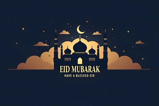 Elegan Celebration with Golden Mosque Silhouette