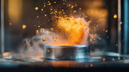 Poster - An explosion of energy and light demonstrating the collision theory s role in the rate of chemical reactions in a controlled laboratory setting