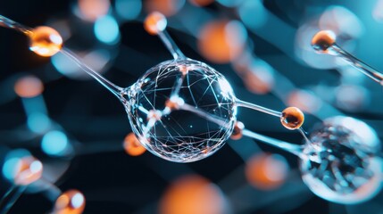 Fototapete - A digital depicting the conceptual interplay between activation energy and the complex networks of molecular structures and interconnections