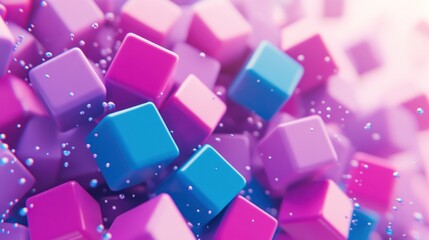 Wall Mural - Colorful square shapes in a dynamic display.