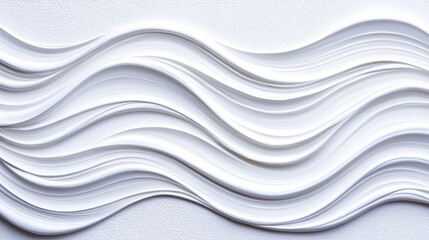 Aufkleber - White textured wall with smooth flowing organic wave design