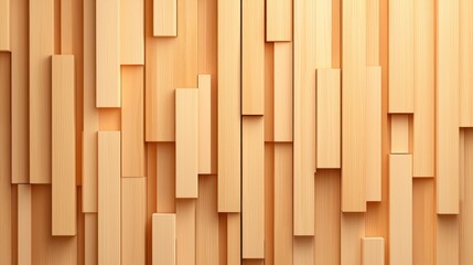 Aufkleber - Wooden planks of varying lengths create abstract pattern