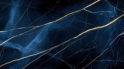Aufkleber - Dark blue marble texture with golden and white veins