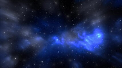 Wall Mural - 4k flying through clouds star field open space nebulae stars. cosmic moving glowing stars novae. 4k 