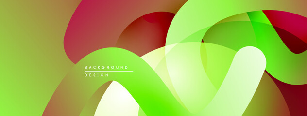 Leinwandbilder - Abstract background. Overlapping shapes create vibrant green, red gradients. Modern design, smooth transitions, simple composition.