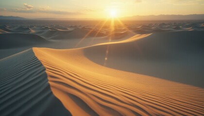 Poster - Majestic sand dunes at sunset in serene desert landscape