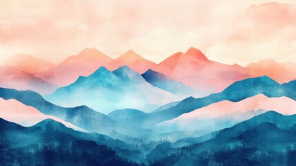 Poster - Serene mountain landscape under clear blue sky