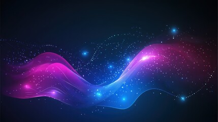 Wall Mural - Abstract design with vibrant glowing waves.