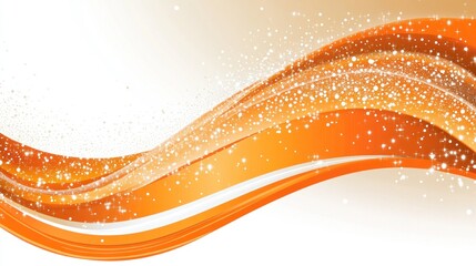 Wall Mural - Abstract orange and white wavy design with sparkling details.