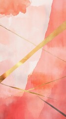 Aufkleber - Elegant abstract watercolor artwork with gold lines in studio