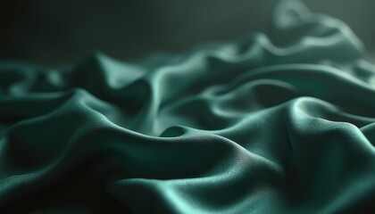 Poster - Teal silk-like fabric draped elegantly in indoor setting