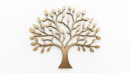 Poster - Wooden tree decoration on white background in studio